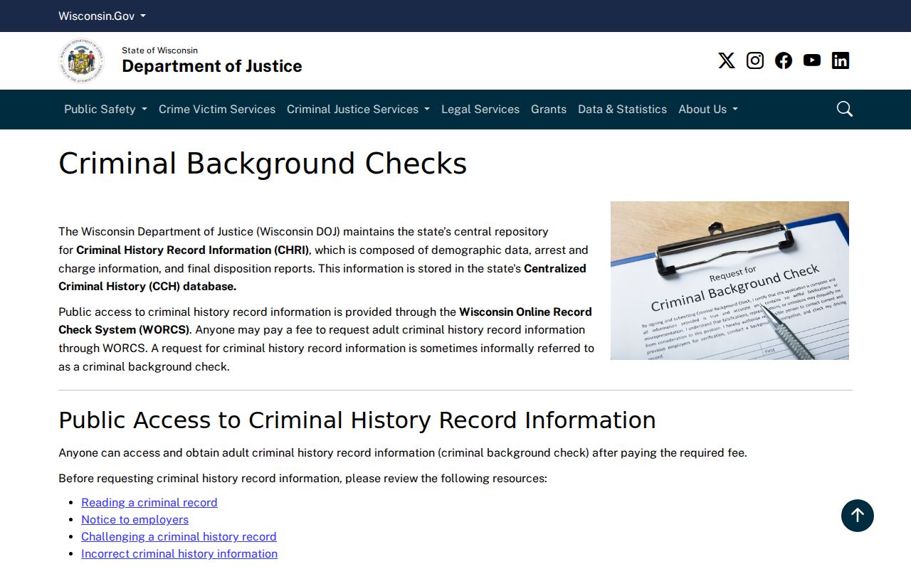 Green Lake County criminal history Wisconsin DOJ overview