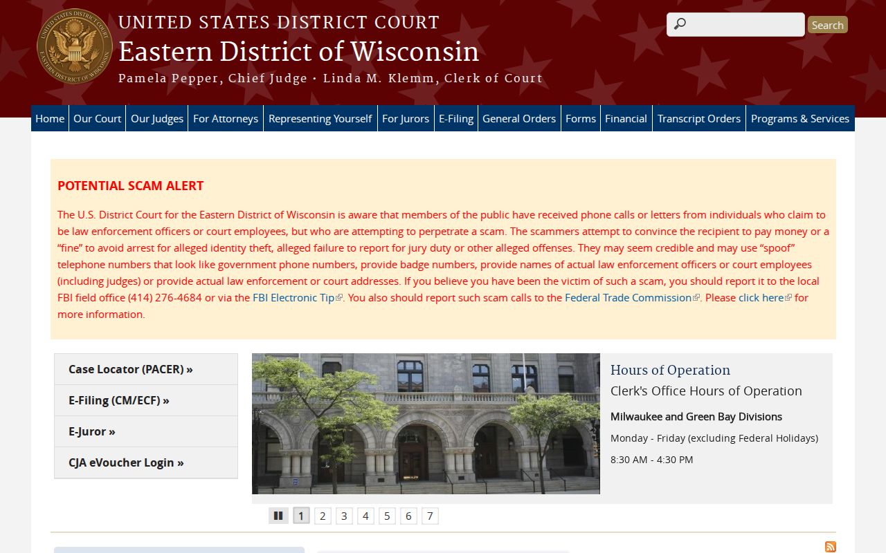 Green Lake County criminal history Eastern District federal court