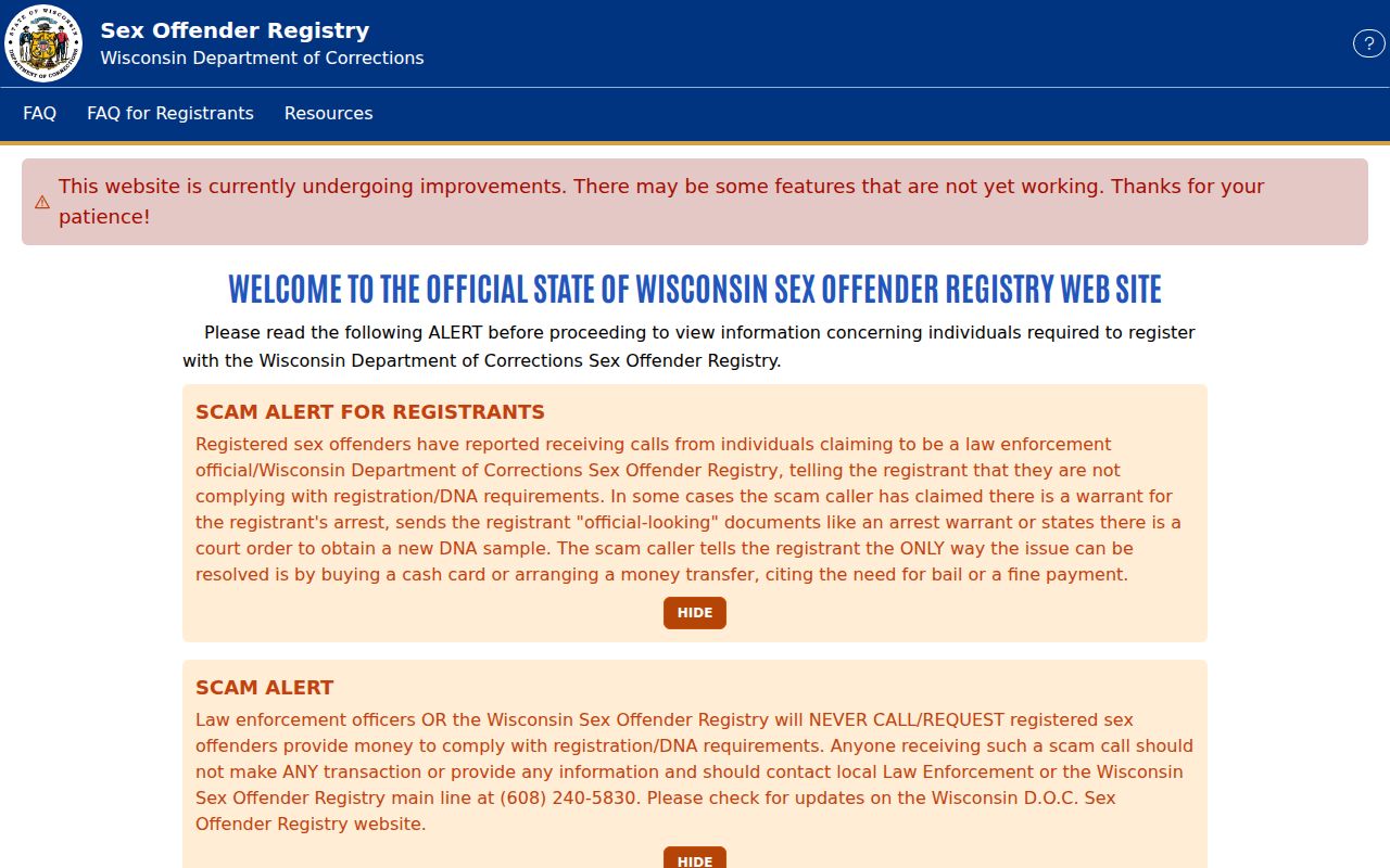 Green Lake County sex offender registry DOC public search